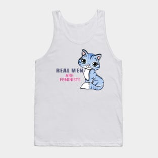 Real men are feminists design with cute kitty Tank Top